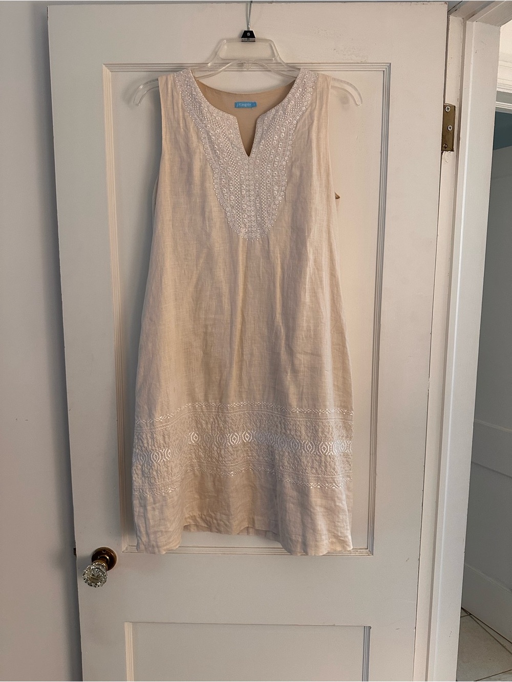 J. McLaughlin Cream Embroidered Linen Tunic